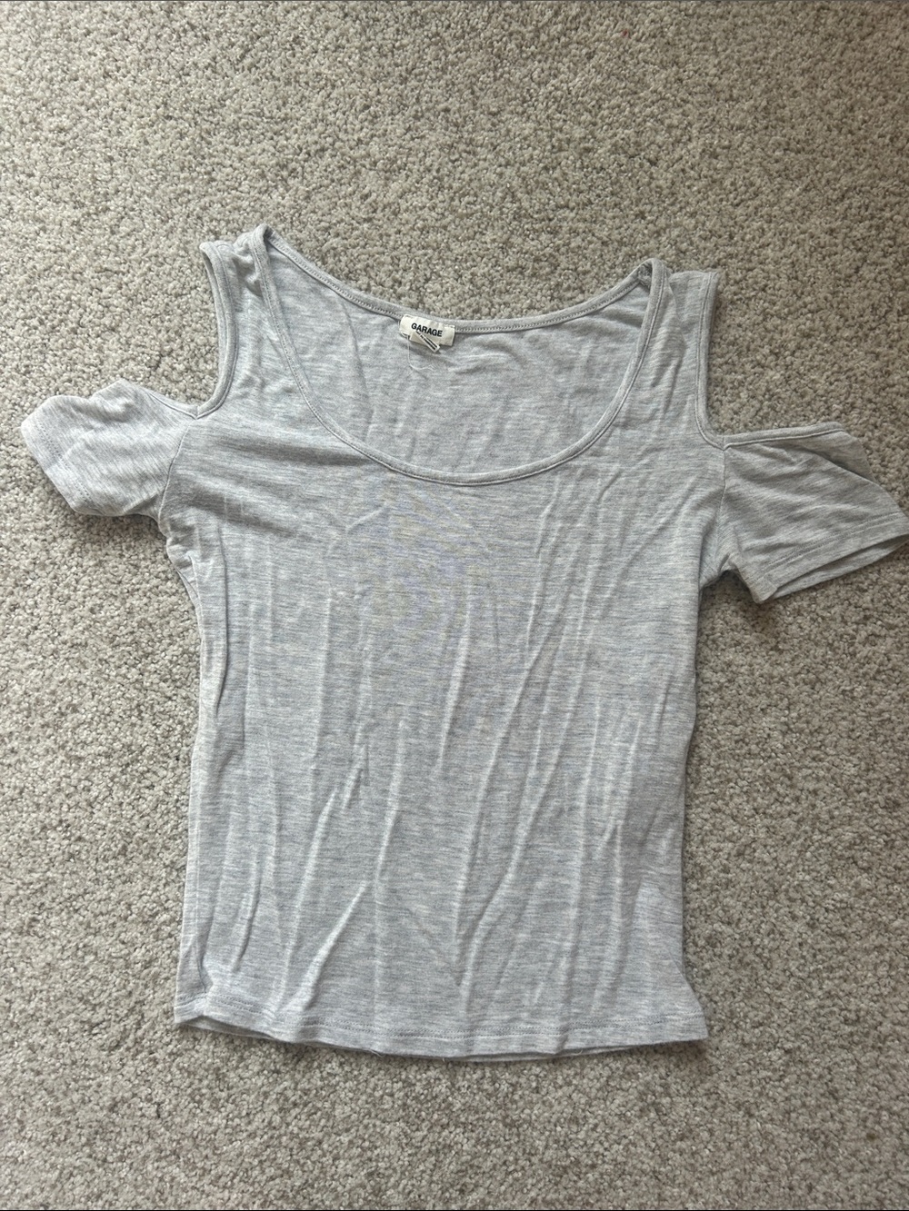 Garage Light Gray Cold-Shoulder Scoop Neck Top